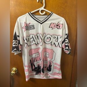 New York Graphic Jersey with Pink & Black Accents